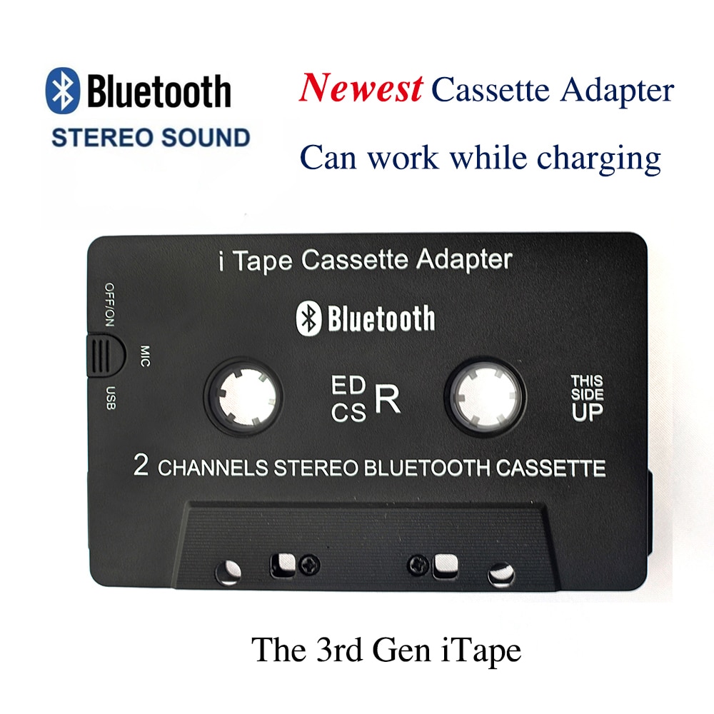 Newest Wireless iTape CSR Bluetooth V4.0 + EDR Stereo Audio Cassette Player Receiver Adapter can work while charging  for Car