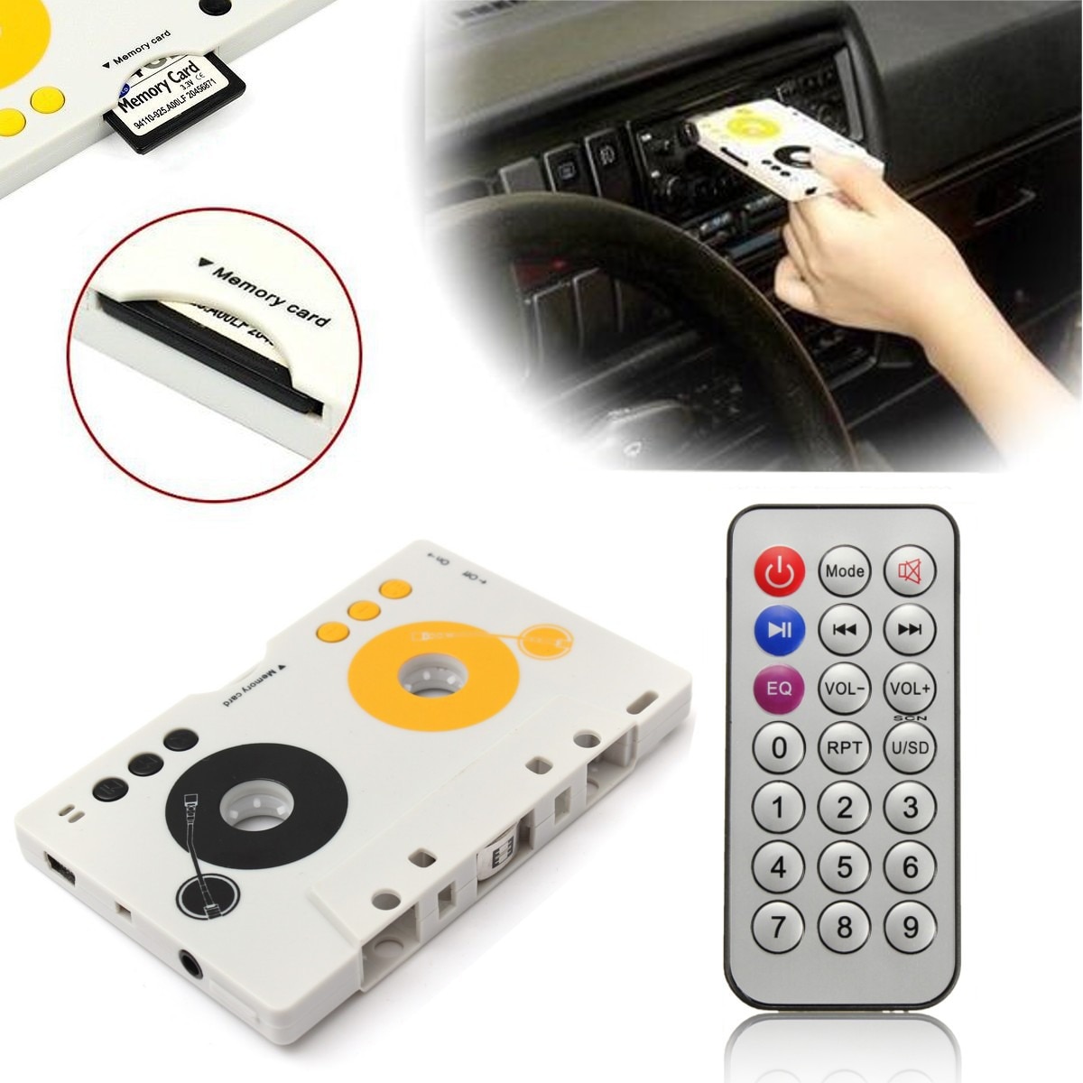 Portable Vintage Car Cassette SD MMC MP3 Tape Player Adapter Kit With Remote Control Instruction Stereo Audio Cassette Player